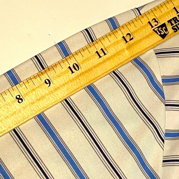 Roundtree & Yourke Polo Shirt 3 Button M 2XT Stretch Striped Blue, Brown & White - Picture 4 of 9